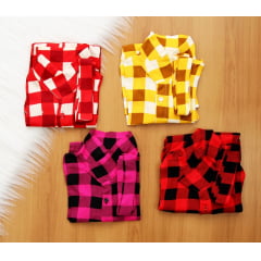 Chamise Manga Longa Xadrez