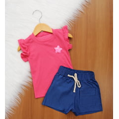 Cj. Aplique Short Bolsinho