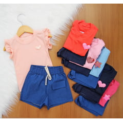 Cj. Aplique Short Bolsinho