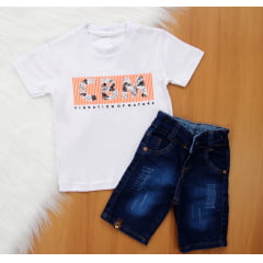 Cj. Básico Estampas Short Jeans