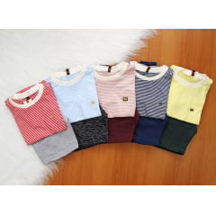 Cj. Blusa Listrada Short Moletom