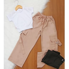 Cj. Calça Wide Cargo