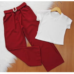 Cj. Calça Wide com Cropped