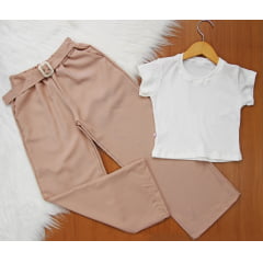 Cj. Calça Wide com Cropped