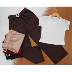 Cj. Calça Wide com Cropped