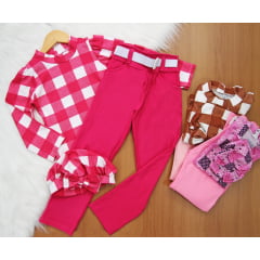Cj. Calça Xadrez com Boina