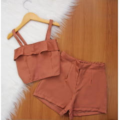 Cj. Cropped Babado Juvenil