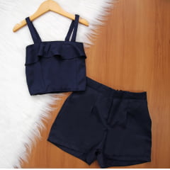 Cj. Cropped Babado Juvenil