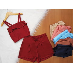 Cj. Cropped Babado Juvenil