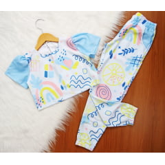 Cj. Cropped Calça Geom Juvenil