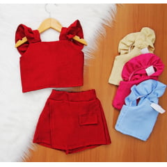 Cj. Cropped Short Saia Linho Cj. Cropped Short Saia Linho