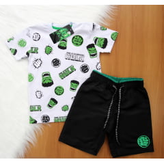 Cj. Heróis Short Bordado