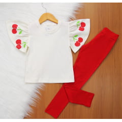 Cj. Legging Cereja