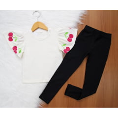 Cj. Legging Cereja