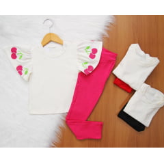 Cj. Legging Cereja