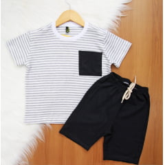 Cj. Listras Bolsinho Short