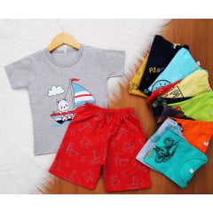 Cj. Manga Short Estampado M