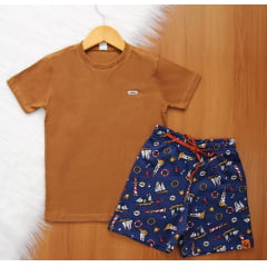 Cj. Manga Short Estampado