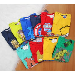 Cj. Personagens Short Estampado