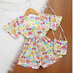 Macaquito Estampado com Bolsinha