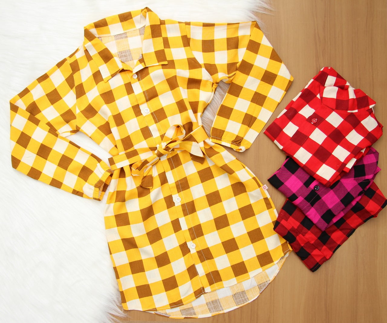 Chamise Manga Longa Xadrez