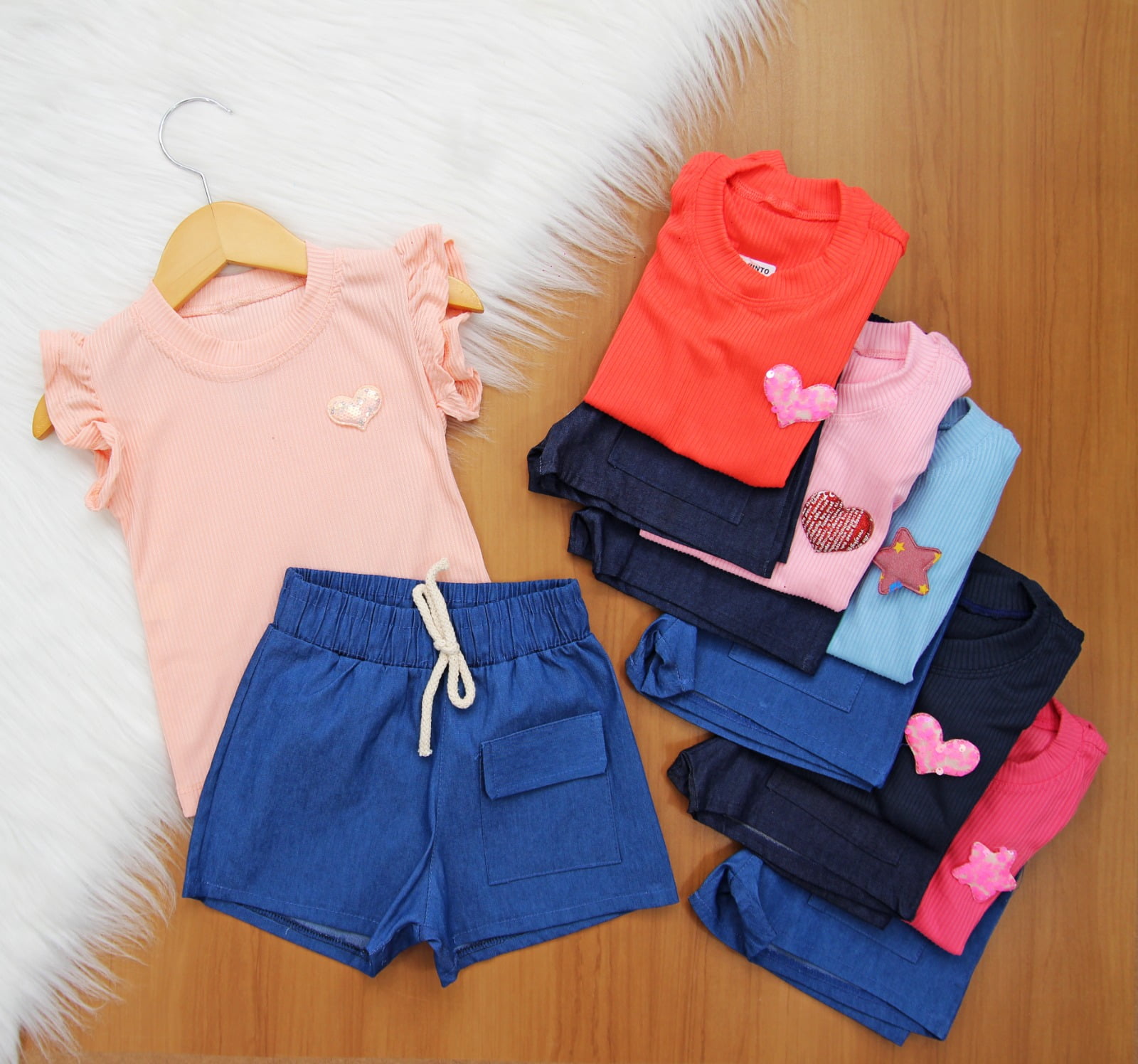 Cj. Aplique Short Bolsinho