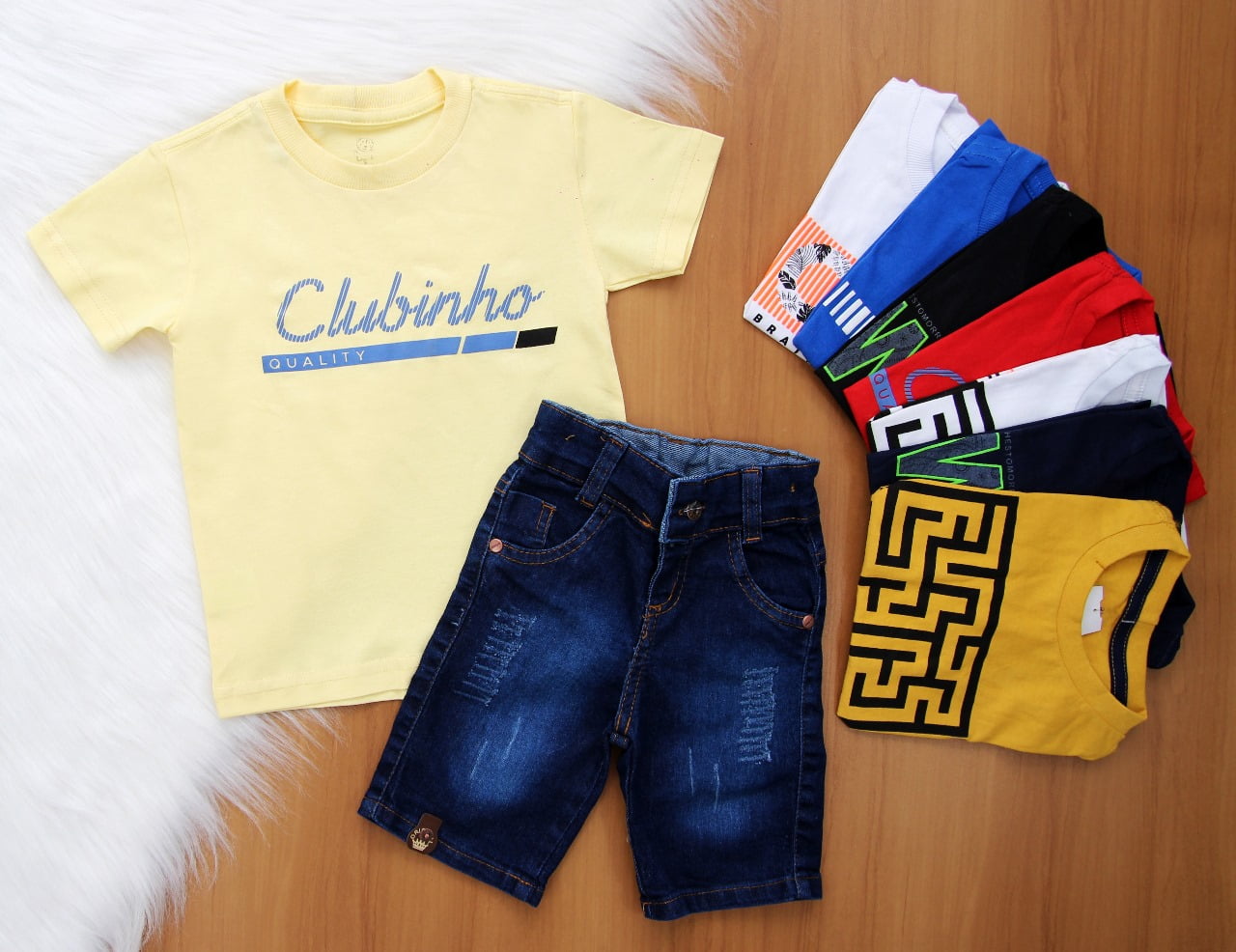 Cj. Básico Estampas Short Jeans