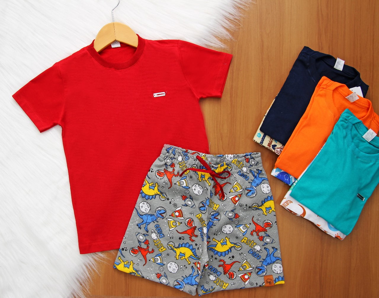 Cj. Manga Short Estampado