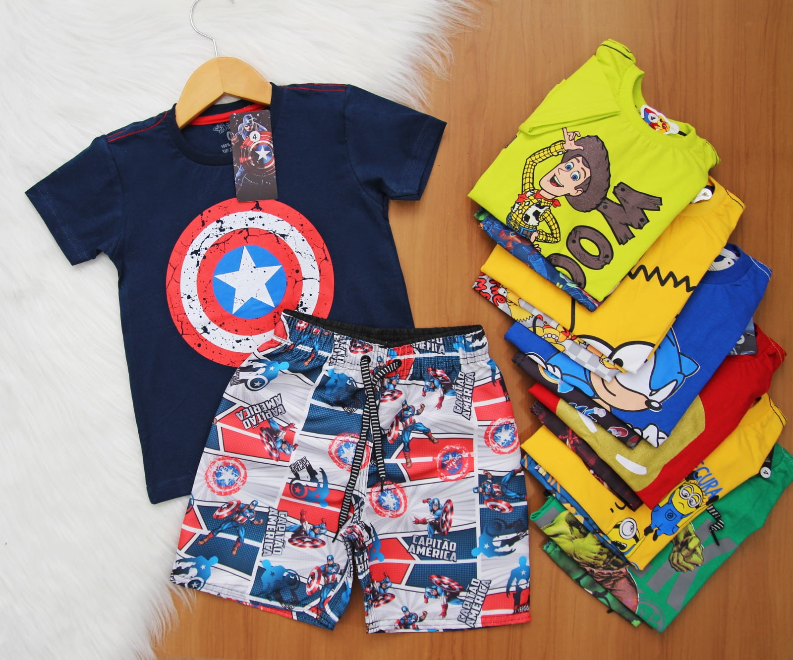 Cj. Personagens Short Estampado